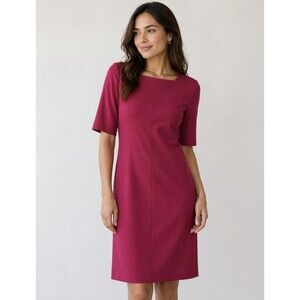 M M Lafleur The Emily Dress Women 10 Red Stretch Tailored Fit Square Neck Casual